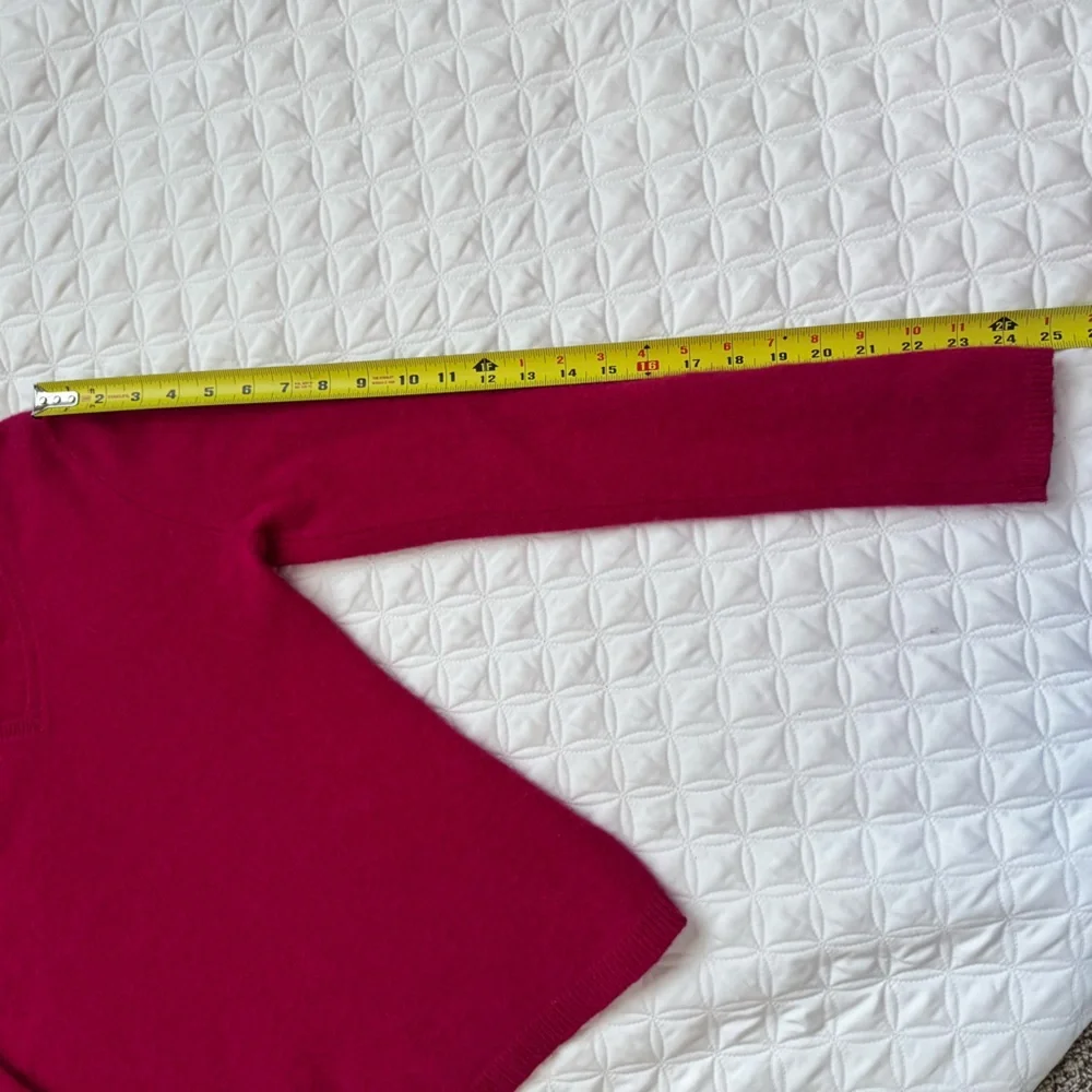 Adrienne Vittadini 100% Cashmere V-Neck Long Sleeve Pullover Sweater Pink Size L